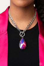 Load image into Gallery viewer, Edgy Exaggeration - Pink and Silver Necklace- Paparazzi Accessories