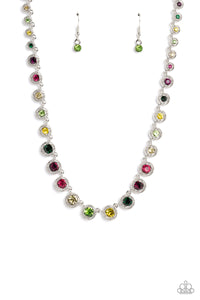 Kaleidoscope Charm - Multicolored Silver Necklace- Paparazzi Accessories