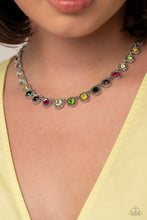 Load image into Gallery viewer, Kaleidoscope Charm - Multicolored Silver Necklace- Paparazzi Accessories