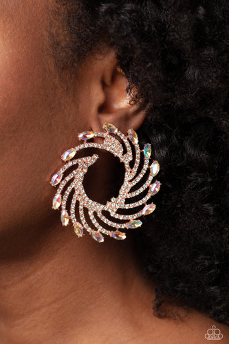 Firework Fanfare - White and Copper Earrings- Paparazzi Accessories