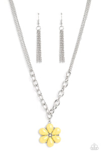 Dazzling Dahlia - Yellow and Silver Necklace- Paparazzi Accessories