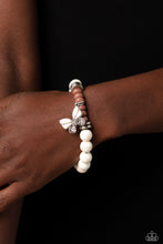 Load image into Gallery viewer, Bold Butterfly - White and Silver Bracelet- Paparazzi Accessories