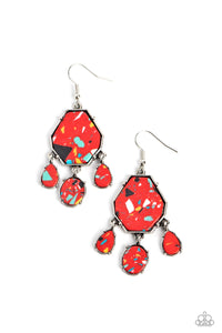 Organic Optimism - Red and Silver Earrings- Paparazzi Accessories