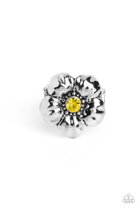 BLOOM BLOOM Pow - Yellow and Silver Ring- Paparazzi Accessories