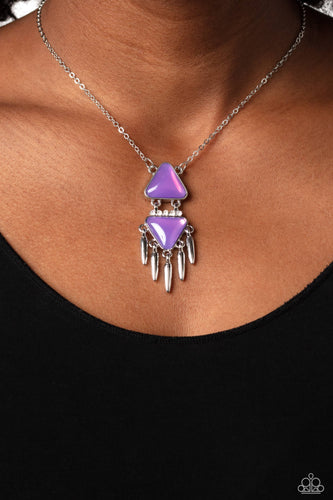 Under the FRINGE - Purple and Silver Necklace- Paparazzi Accessories