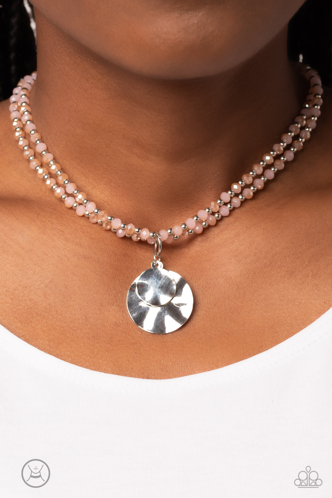 Compacted Cosmos - Pink and Silver Necklace- Paparazzi Accessories