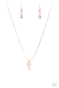 LOVE-Locked - White and Rose Gold Necklace- Paparazzi Accessories