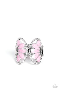 Concaved Catwalk - Pink and Silver Ring- Paparazzi Accessories