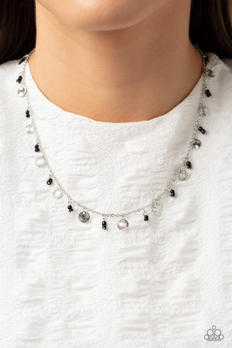 Sand Dollar Sass - Black and Silver Necklace- Paparazzi Accessories
