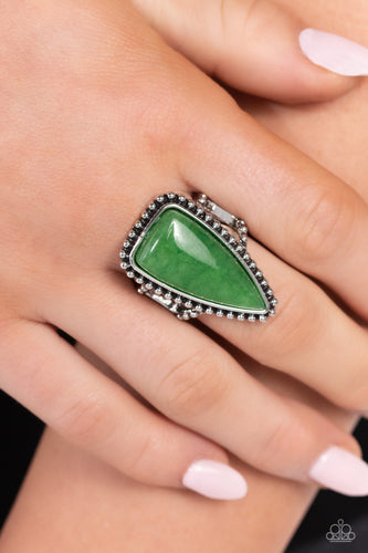 Earthy Engagement - Green and Silver Ring- Paparazzi Accessories
