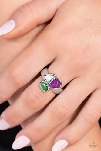 Geometry Test - Purple and Silver Ring- Paparazzi Accessories