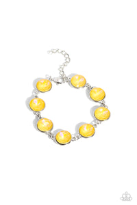 Enchanted Emblems - Yellow and Silver Bracelet- Paparazzi Accessories