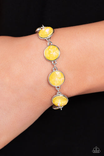 Enchanted Emblems - Yellow and Silver Bracelet- Paparazzi Accessories