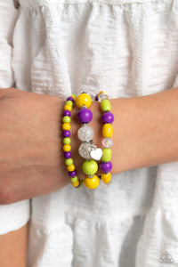Heartfelt Haven - Green and Purple Bracelet- Paparazzi Accessories