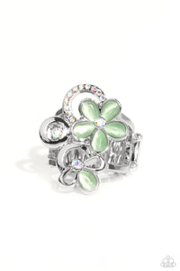 Fairy Circle - Green and Silver Ring- Paparazzi Accessories