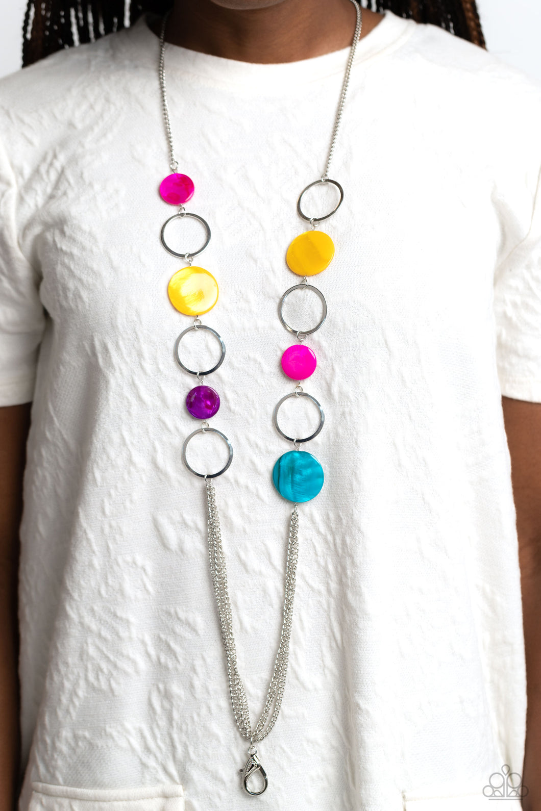 Beach Hub - Multicolored Silver Lanyard- Paparazzi Accessories