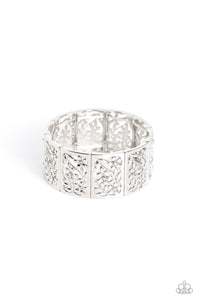 Garden Walls - White and Silver Bracelet- Paparazzi Accessories