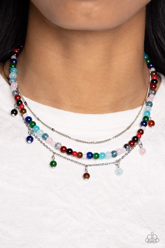 BEAD All About It - Multicolored Silver Necklace- Paparazzi Accessories