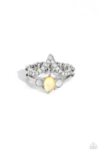 Chevron Celebrity - Yellow and Silver Ring- Paparazzi Accessories