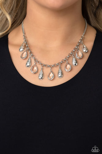 Teardrop Timbre - White and Silver Necklace- Paparazzi Accessories