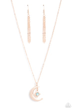 Load image into Gallery viewer, Stellar Sway- Blue and Rose Gold Necklace- Paparazzi Accessories