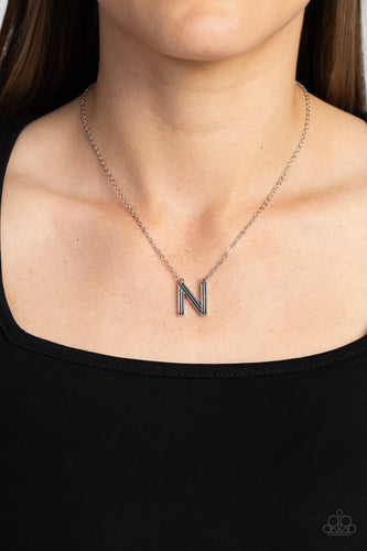 Leave Your Initials - Silver Necklace - Letter N- Paparazzi Accessories
