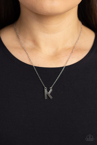 Leave Your Initials - Silver Necklace - Letter K- Paparazzi Accessories