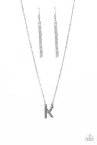 Leave Your Initials - Silver Necklace - Letter K- Paparazzi Accessories