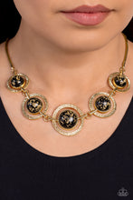 Load image into Gallery viewer, Sophisticated Showcase - Black and Gold Necklace- Paparazzi Accessories