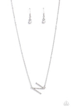 Load image into Gallery viewer, INITIALLY Yours - N - White and Silver Necklace- Paparazzi Accessories