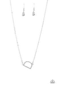 INITIALLY Yours - D - White and Silver Necklace- Paparazzi Accessories