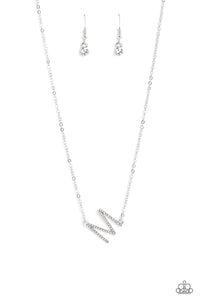 INITIALLY Yours - M - White and Silver Necklace- Paparazzi Accessories