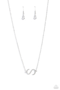 INITIALLY Yours - S - White and Silver Necklace- Paparazzi Accessories