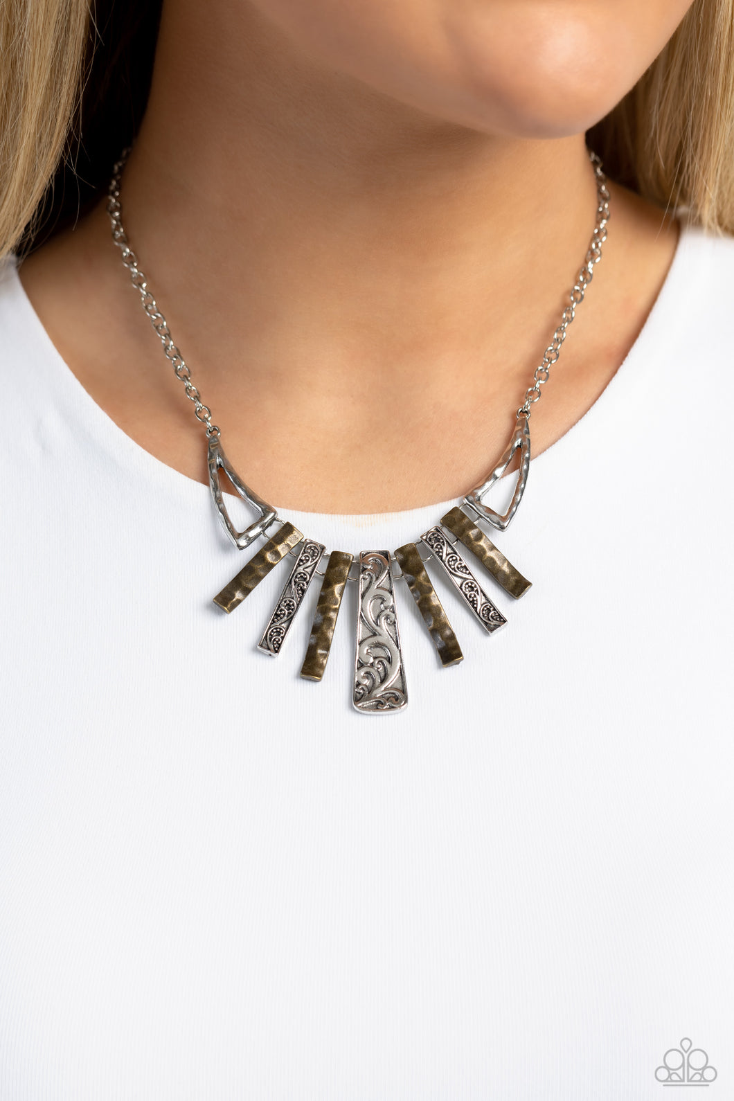 Paisley Pastime - Multi-toned Silver Necklace- Paparazzi Accessories