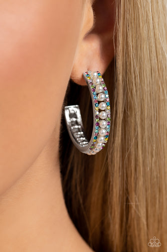 Pearl Happy - Multicolored Silver Earrings- Paparazzi Accessories