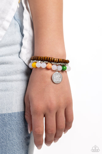 Lifes a Beach - White Multicolored Bracelet- Paparazzi Accessories