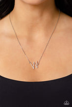 Load image into Gallery viewer, INITIALLY Yours - W - White and Silver Necklace- Paparazzi Accessories