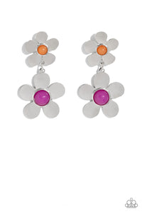 Fashionable Florals - Pink and Silver Earrings- Paparazzi Accessories