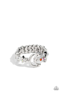 Modeling Moon - Orange and Silver Ring- Paparazzi Accessories