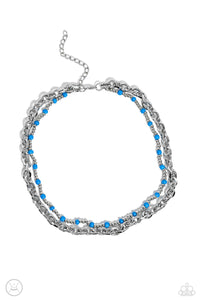 A Pop of Color - Blue and Silver Necklace- Paparazzi Accessories