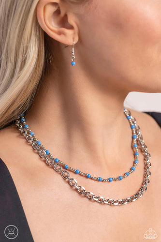 A Pop of Color - Blue and Silver Necklace- Paparazzi Accessories