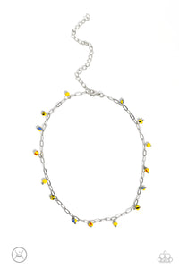 Beach Ball Bliss - Yellow and Silver Necklace- Paparazzi Accessories