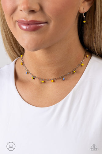 Beach Ball Bliss - Yellow and Silver Necklace- Paparazzi Accessories