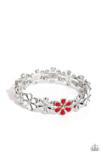 Load image into Gallery viewer, Floral Fair - Red and Silver Bracelet- Paparazzi Accessories