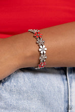 Load image into Gallery viewer, Floral Fair - Red and Silver Bracelet- Paparazzi Accessories