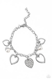 GLOW Your Heart - White and Silver Bracelet- Paparazzi Accessories