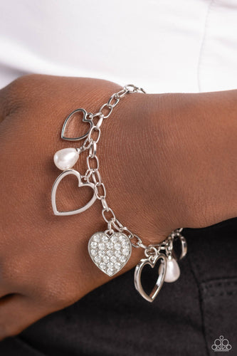 GLOW Your Heart - White and Silver Bracelet- Paparazzi Accessories