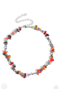 Carved Confidence - Multicolored Silver Necklace- Paparazzi Accessories