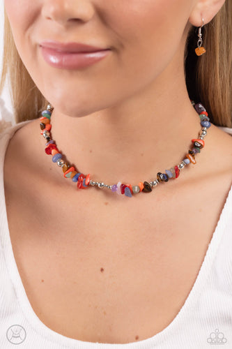 Carved Confidence - Multicolored Silver Necklace- Paparazzi Accessories