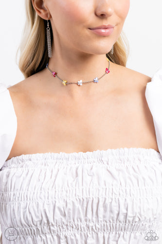 FLYING in Wait - Multicolored Silver Necklace- Paparazzi Accessories